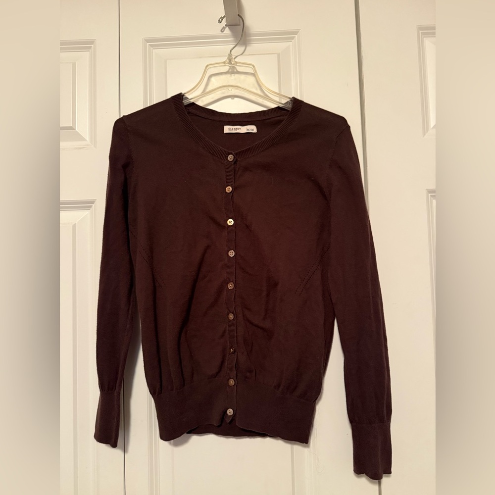 Brown Cardigan Sweater Classic Knit